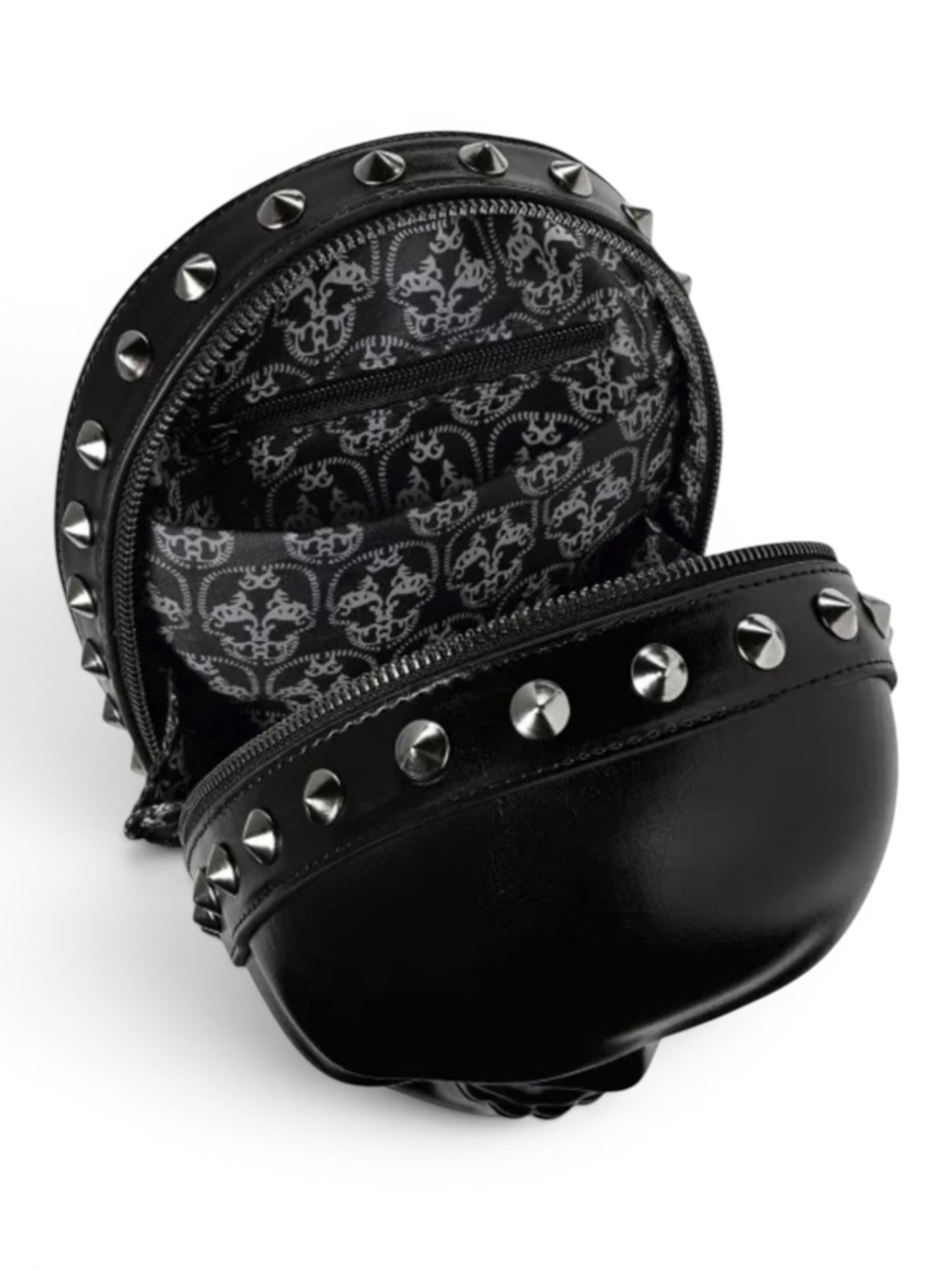 Black Skull Head Crossbody Bag Studded Goth Horror Convertible Mini Backpack New - Picture 3 of 9